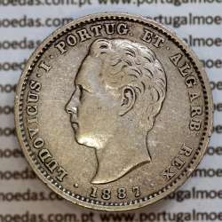200 réis 1887 prata D. Luis I, dois tostões prata 1887, World Coins Portugal KM 512