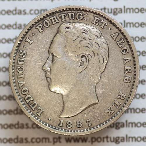 200 réis 1887 prata D. Luis I, dois tostões prata 1887, World Coins Portugal KM 512