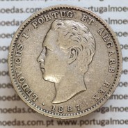 200 réis 1887 prata D. Luis I, dois tostões prata 1887, World Coins Portugal KM 512
