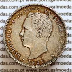 200 réis 1887 prata D. Luis I, dois tostões prata 1887, World Coins Portugal KM 512