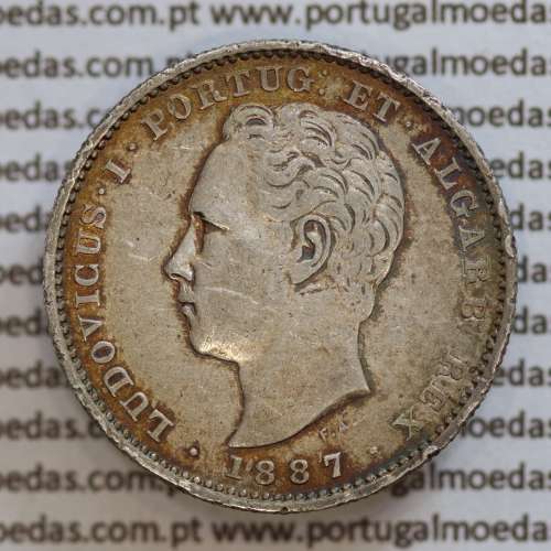 200 réis 1887 prata D. Luis I, dois tostões prata 1887, World Coins Portugal KM 512