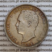 200 réis 1887 prata D. Luis I, dois tostões prata 1887, World Coins Portugal KM 512