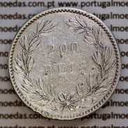 200 réis 1887 prata D. Luis I, dois tostões prata 1887, World Coins Portugal KM 512