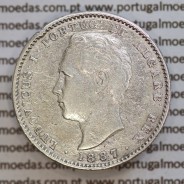 200 réis 1887 prata D. Luis I, dois tostões prata 1887, World Coins Portugal KM 512
