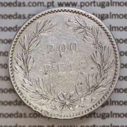 200 réis 1887 prata D. Luis I, dois tostões prata 1887, World Coins Portugal KM 512