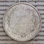 200 réis 1887 prata D. Luis I, dois tostões prata 1887, World Coins Portugal KM 512
