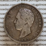 200 réis 1887 prata D. Luis I, dois tostões prata 1887, World Coins Portugal KM 512