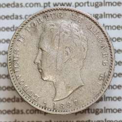 200 réis 1887 prata D. Luis I, dois tostões prata 1887, World Coins Portugal KM 512