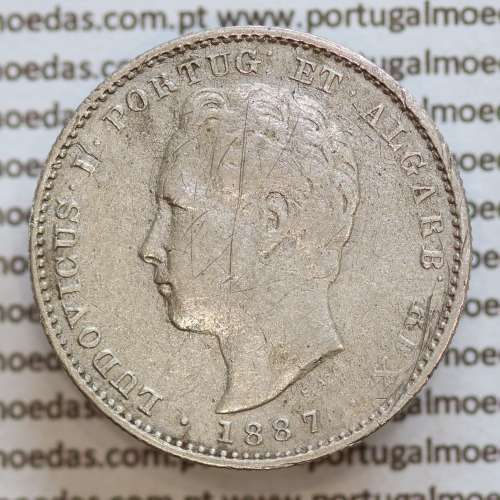 200 réis 1887 prata D. Luis I, dois tostões prata 1887, World Coins Portugal KM 512
