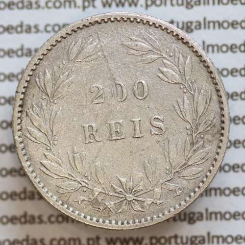 200 réis 1887 prata D. Luis I, dois tostões prata 1887, World Coins Portugal KM 512