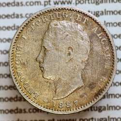200 réis 1887 prata D. Luis I, dois tostões prata 1887, World Coins Portugal KM 512