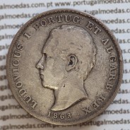 500 réis 1863 prata D. Luis I, moeda de cinco tostões prata 1863, World Coins Portugal KM 509