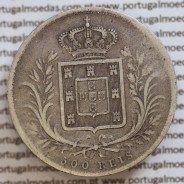 500 réis 1865 prata D. Luis I, moeda de cinco tostões prata 1865, World Coins Portugal KM 509