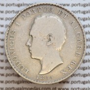 500 réis 1865 prata D. Luis I, moeda de cinco tostões prata 1865, World Coins Portugal KM 509