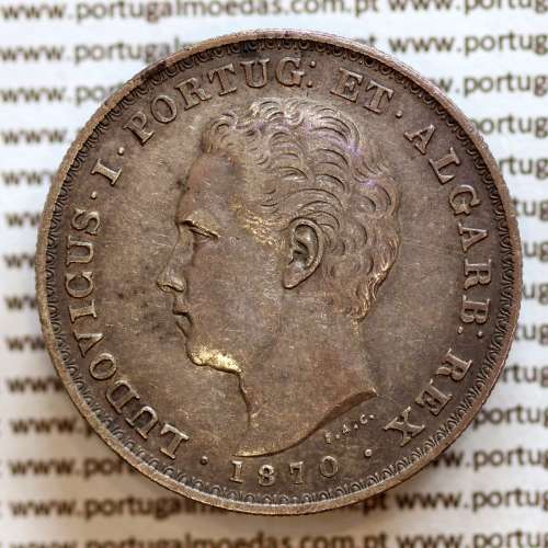500 réis 1870 prata D. Luis I, moeda de cinco tostões prata 1870, World Coins Portugal KM 509 L1.12.07.A8