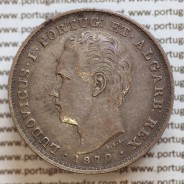 500 réis 1870 prata D. Luis I, moeda de cinco tostões prata 1870, World Coins Portugal KM 509 L1.12.07.A8