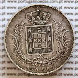 500 réis 1871 prata D. Luis I, moeda de cinco tostões prata 1871, World Coins Portugal KM 509. L1.12.08.A7