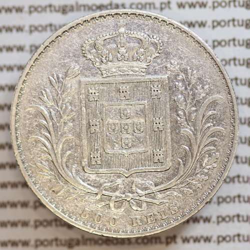 500 réis 1871 prata D. Luis I, moeda de cinco tostões prata 1871, World Coins Portugal KM 509. L1.12.08.b5