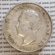 500 réis 1871 prata D. Luis I, moeda de cinco tostões prata 1871, World Coins Portugal KM 509 .L1.12.08.B8