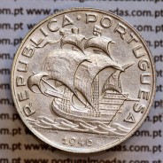 5$00 1946 prata, moeda 5 Escudos prata 1946 da Republica Portuguesa, (MBC+/Bela-), World Coins Portugal KM 581