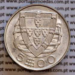 5$00 1946 prata, moeda 5 Escudos prata 1946 da Republica Portuguesa, (MBC+/Bela-), World Coins Portugal KM 581