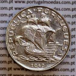 5$00 1946 prata, moeda 5 Escudos prata 1946 da Republica Portuguesa, (MBC+/Bela-), World Coins Portugal KM 581
