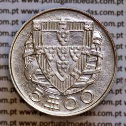 5$00 1946 prata, moeda 5 Escudos prata 1946 da Republica Portuguesa, (MBC+/Bela-), World Coins Portugal KM 581