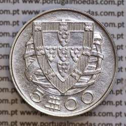 5$00 1946 prata, moeda 5 Escudos prata 1946 da Republica Portuguesa, (MBC+/Bela-), World Coins Portugal KM 581