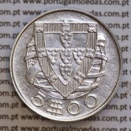 5$00 1946 prata, moeda 5 Escudos prata 1946 da Republica Portuguesa, (MBC+/Bela-), World Coins Portugal KM 581