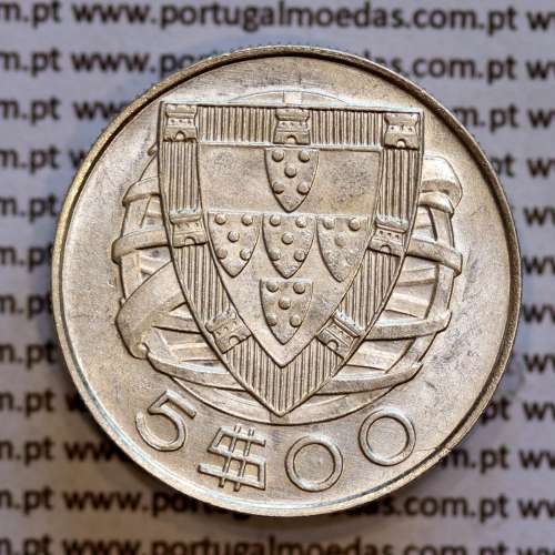 5$00 1946 prata, moeda 5 Escudos prata 1946 da Republica Portuguesa, (Bela), World Coins Portugal KM 581