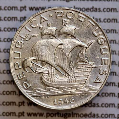 5$00 1946 prata, moeda 5 Escudos prata 1946 da Republica Portuguesa, (Bela), World Coins Portugal KM 581