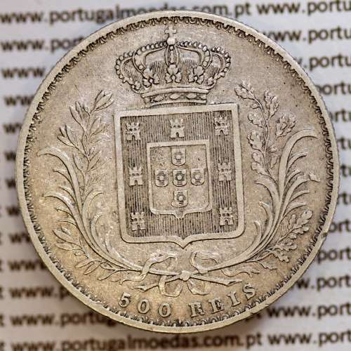 500 réis 1875 prata D. Luis I, moeda de cinco tostões prata 1875, World Coins Portugal KM 509 .L1.12.11.A5