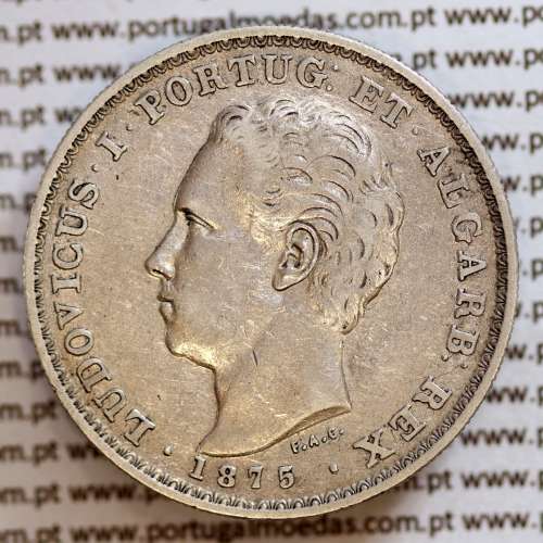 500 réis 1875 prata D. Luis I, moeda de cinco tostões prata 1875, World Coins Portugal KM 509 .L1.12.11.A5