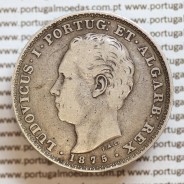 500 réis 1875 prata D. Luis I, moeda de cinco tostões prata 1875, World Coins Portugal KM 509 .L1.12.11.B3