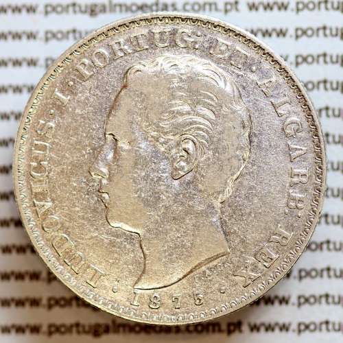 500 réis 1875 prata D. Luis I, moeda de cinco tostões prata 1875, World Coins Portugal KM 509 .L1.12.11.B4