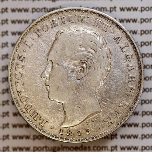 500 réis 1875 prata D. Luis I, moeda de cinco tostões prata 1875, World Coins Portugal KM 509 .L1.12.11.B5