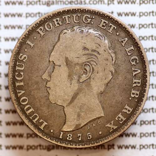 500 réis 1875 prata D. Luis I, moeda de cinco tostões prata 1875, World Coins Portugal KM 509 .L1.12.11.C4