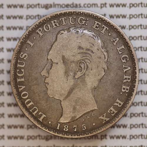 500 réis 1875 prata D. Luis I, moeda de cinco tostões prata 1875, World Coins Portugal KM 509 .L1.12.11.C4