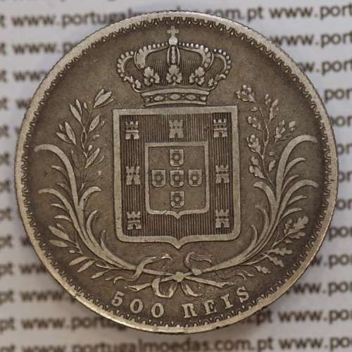 500 réis 1875 prata D. Luis I, moeda de cinco tostões prata 1875, World Coins Portugal KM 509 .L1.12.11.C4