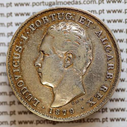 500 réis 1879 prata D. Luis I, moeda de cinco tostões prata 1879, World Coins Portugal KM 509 .L1.12.16.B5