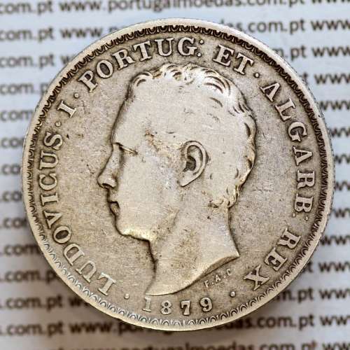 500 réis 1879 prata D. Luis I, moeda de cinco tostões prata 1879, World Coins Portugal KM 509 .L1.12.16.C7