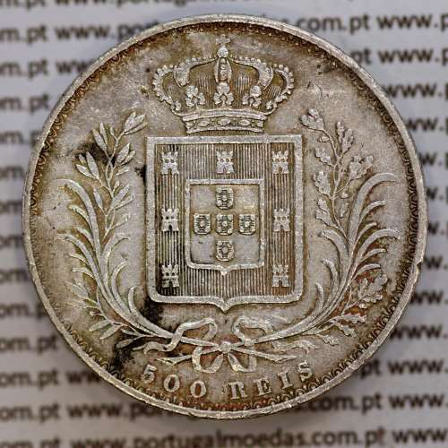 500 réis 1879 prata D. Luis I, moeda de cinco tostões prata 1879, World Coins Portugal KM 509 .L1.12.16.C5
