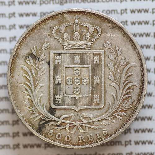 500 réis 1879 prata D. Luis I, moeda de cinco tostões prata 1879, World Coins Portugal KM 509 .L1.12.16.C5