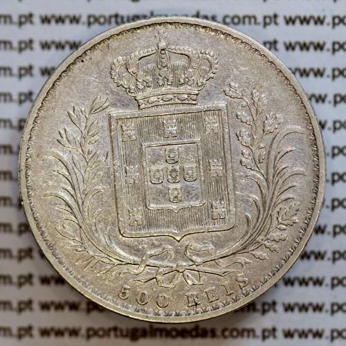 500 réis 1887 prata D. Luis I, moeda de cinco tostões prata 1887, World Coins Portugal KM 509 .L1.12.19.B8