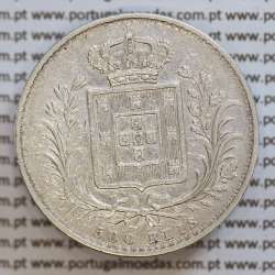 500 réis 1887 prata D. Luis I, moeda de cinco tostões prata 1887, World Coins Portugal KM 509 .L1.12.19.B8