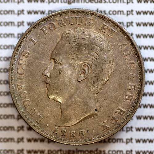 500 réis 1888 prata D. Luis I, moeda de cinco tostões prata 1888, World Coins Portugal KM 509 .L1.12.20.A4