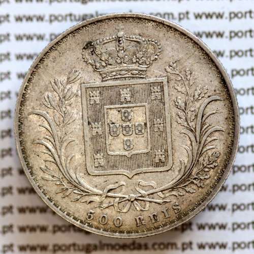 500 réis 1888 prata D. Luis I, moeda de cinco tostões prata 1888, World Coins Portugal KM 509 .L1.12.20.A6