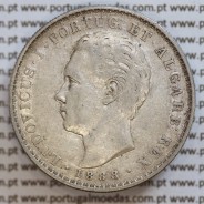 500 réis 1888 prata D. Luis I, moeda de cinco tostões prata 1888, World Coins Portugal KM 509 .L1.12.20.A6