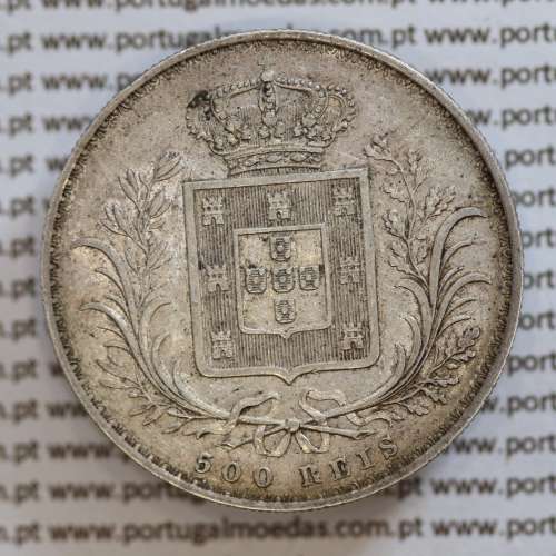 500 réis 1888 prata D. Luis I, moeda de cinco tostões prata 1888, World Coins Portugal KM 509 .L1.12.20.A6