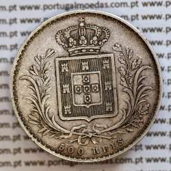 500 réis 1888 prata D. Luis I, moeda de cinco tostões prata 1888, World Coins Portugal KM 509 .L1.12.20.B6
